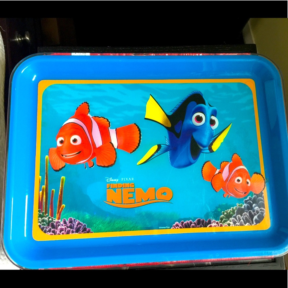 Vintage “Finding NEMO” print plexiglass personal lap tray with heavy beanbag